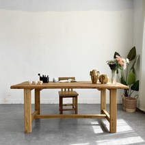 고재 테이블 가구 느릅나무 카페 우드 사각 고제 업소용 거실 식탁 나무 상판 원목, 길이 200x넓이 80x높이 75(사각다리 )