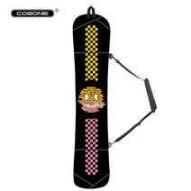 스노우보드데크 스노보드 스노우보드 세트 바인딩 cosone 싱글 보드 더블 보드 방수 내마모성 싱글 숄더 더블 숄더 휴대용 만두 스킨 남성과 여성 스키 장비 보드 커버, bd2105 만두 피부 스마일, 140cm