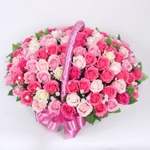 카시아컴퍼니 비누꽃바구니 100송이, 100송이 핑크