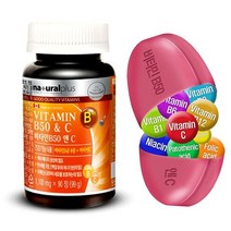 내츄럴플러스 비타민B50 앤C 90정1100mg 활력증진 피로회복 현대인 영양제 건강기능식품, 단품