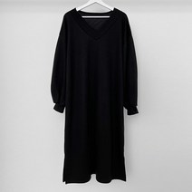 퍼니걸스 6096 데일리 박시핏 브이넥 무지 롱 원피스 여성의류