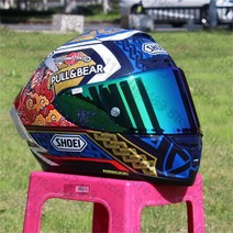 레이싱헬멧 오토바이용품 겨울용 4계절용Helm Sepeda-모터 풀 페이스 쇼에이 X14 마르케즈 Motegi3 럭키 C, 07 6  Helmet
