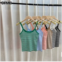 DFMEI 스트라이프 나시 여 숏 민소매 탑