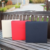문구백서 대형 가죽앨범 접착식 포토앨범 40매, 아이보리-흑지, 엠보싱 접착식앨범