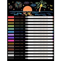 Attom Tech Office 메탈릭 드로잉 마커 카드 제작 DIY 사진 앨범 스크랩북 락 페인팅 머그 아트 캘리그래피 및 발렌타인 데이 카드용 글리터 페인트 마커 펜, Fine Tip(Hard)-15 Colors