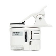 범용 클립 현미경 60X LED 쥬얼리 돋보기 초점 조정 포켓 휴대폰 UV 라이트 포함, 02 Type B