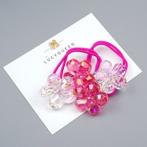 투명 컷팅 플라워 방울머리끈(1쌍) 6 color 유아 여아머리끈