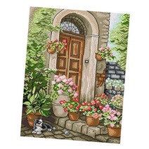 스탬프 크로스 스티치 키트 조경 패턴 자수 키트에는 사전 분류된 면사 면직물 바늘 및 지침이 포함됩니다., 34x44cm 14CT, 설명, 다색