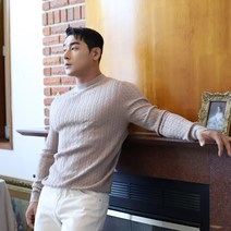 보스트핏 프리미엄 머슬핏 캐시 케이블 니트 5color