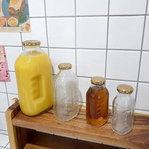 사각 레트로 유리병 4size 델몬트 훼미리 쥬스병 카페 물병 보리차 주스병 유리공병, 1.5L