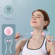 가정용 휴대용 목 뭉친어깨 통증완화 뒷목 골프공 목운동 근육통 목근육 승모근 수동 어깨지압 마사지기, 블루