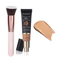 힐라레코 OERA CC+ 크림 풀 커버리지 파운데이션 컬러 코렉팅 안티 에이징 하이드레이팅 세럼 & SPF 25+ 선스크린 내추럴 피니시 1.08 fl 온스140 버프 베이지, 140 Buff Beige