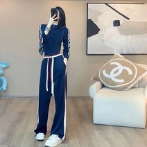 HXT 여성 크롭 트레이닝복세트 봄가을 츄리닝 운동복 집업 스트링밴딩 와이드팬츠