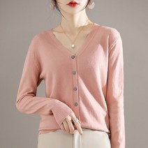 Z3JC 브이넥 긴팔 솔리드 루즈핏 슬림핏 니트 카디건