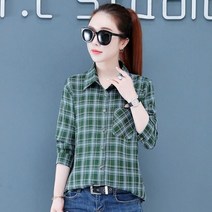 링클프리셔츠 구김없는 여성 셔츠 봄 가을 패션 긴팔 캐주얼 미디 탑 클래식 체크 링클프리 논아이론 쉬폰 블라우스