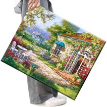 FASEN 액자 캔버스형보석십자수 DIY세트 라운드 비즈 40 X 50cm, FSE47.숲속의 화원, 1세트
