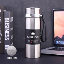 ZZJJC 대용량 탱크 316 스테인리스 텀블러 아웃도어 스포츠 주전자 비즈니스 기프트 컵, 1000ml, 강본색