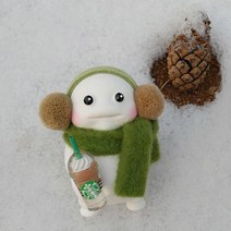 겨울 귀마개 지방이 크리스탈 차량용 석고방향제 선물Set (리필오일 5ml포함), 스탠드형, 카키, 끌로에