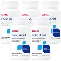 GNC Folic Acid 지엔씨 엽산 폴릭 애시드 1000mcg 베지테리언 100정 x 5, 5개