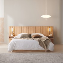 동서가구 이즈 로웰 LED 수납 호텔 침대, 내추럴, 10_퀸(55T CL텍스매트포함) ISG184