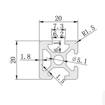 프로파일 브라캣 알루미늄 부품 1PC 2020N1 단면 홈 붙이 길이 100-800mm DIY 3D 프린터 용 2020 유럽 표준 선형 레일, [15] 800mm