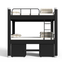 이층침대벙커 유아 어린이 기숙사 남매침대 벙커침대, 05.2층침대+매트리스[노블블랙]