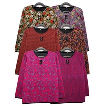 국민할매 엄마옷 할머니옷 반짝큐빅 5단추 자수 스웨터 니트 티셔츠[BST-R2] 요양원옷 실내복 봄 가을 겨울옷