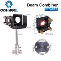 ZnSe 레이저 빔 결합기 세트 D2025mm ZnSe 빔 렌즈 결합기 마운트 CO2 레이저 조각 절단기용 빨간색 포인터, [2] Beam D25mm, [1] Beam Combiner set