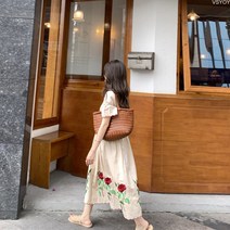 VSYOY 비치 선녀 프렌치 자수 원피스