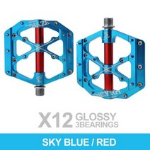 베어링 자전거 페달 미끄럼 방지 알루미늄 합금 플랫 적용 가능한 방수, X12-sky blue red