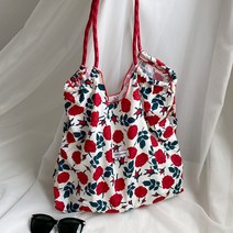 에브리테일 빈티지 플라워 얇은 에코백 로프 장바구니 숄더