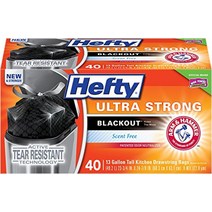 헤프티 Hefty 울트라 스트롱 암막 주방 쓰레기 봉투 - 49.2L(13갤런) 40개