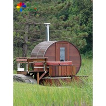 야외 사우나 스팀 룸 원형 나무 통 비 방지 목재 스팀 스토브 원적외선 빌라 발코니 광파 욕실, 밝은노란색헴록사우나기본모델직경180x180