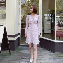 드레스날다 샤랄라끝판왕 플로럴 브이넥 미니 원피스(ops1372)