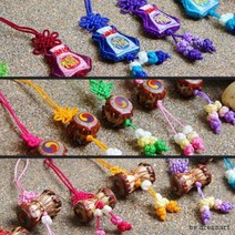 전통 민속 공예 문양 고리형 악세사리 선물용, 미니 전통고리-전체 모양 (색상랜덤)