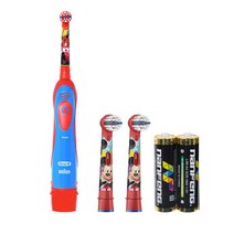 오랄비 스테이지스 파워 어린이용 전동칫솔 + 칫솔모 2개 건전지 세트, 카즈 전동칫솔(남아용) + 칫솔모2개