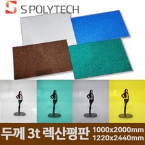 에스폴리텍 폴리카보네이트 렉산 평판 두께 3t/1000x2000mm/1220x2440mm 지붕 처마 썬라이트 테라스, 3t/1000mmx2000mm, 블루