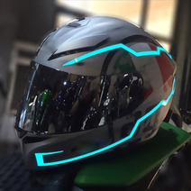 오토바이 헬멧 LED 튜닝 면발광 스티커, 1 Set (LED 2개), 레드