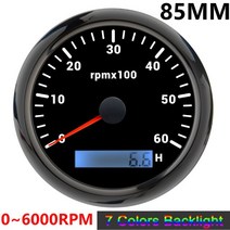 타코메타 타코미터 HD 7 색 백라이트 85mm 해양 보트 오토바이 자동차 용 3000 ~ RPM 게이지 LCD 시간 계, 02 BN 6000 rpm meter
