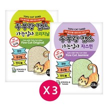 친절한 도그씨 두부랑캣츠 가는입자 7L x 3개 고양이 두부모래, 오리지날 7L 3개