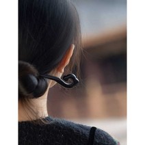 비녀 백단향 머리핀 흑단 수제 고급원목 비녀, 흑단-젠메이꽃과 옥처럼
