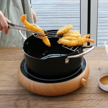 에브리 인덕션 겸용 무쇠 튀김 냄비 블랙, 20cm