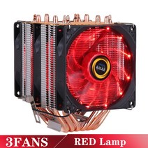 산업용열풍기 가정용 소형 전기 농업용 미니 6히트 파이프 RGB CPU 쿨러 X79 X99 3 핀 PWM 4 핀 인텔 LGA, CHINA_3FANS RED | Fixed Color