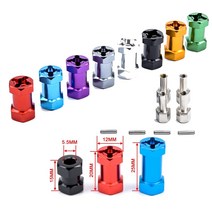 4pcs 알루미늄 12mm 육각 휠 허브 드라이브 어댑터 110 rc 자동차 크롤러 축 scx10 d90 용 152025mm 확장 결합기 커플러, 4 개 15mm 블랙