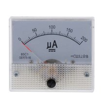 ST SHOP DC 아날로그 전류계 패널 Amp 전류 측정기 DC 0-50uA ~ 0-500uA 측정기, 0-200uA, 화이트, 플라스틱
