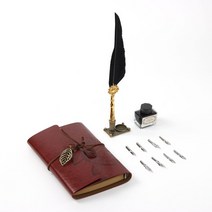 5종 스펠릭 깃털 만년필 노트세트 필기구 펜촉 잉크펜, 색상, 만년필 펜촉굵기