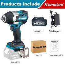 임팩 드릴 자동차/트럭 수리 Kamolee 전기 임팩트 렌치 브러시리스 무선 1800N.M 전동 공구 1/2 인치 마키타 18V 배터리용, [02] 1 Bat EU Carton Set, 02 1 Bat EU Carton Set