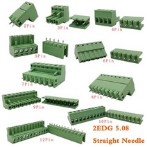 10/5 쌍 피치 5.08mm 터미널 블록 커넥터 2EDG 2-12 핀 PCB 나사 커넥터 블록 소켓, Straight Needle_5Pairs | 2P