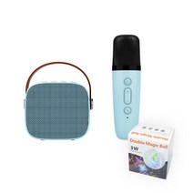 블루버드 블루투스 스피커 미니 노래방 기기 + 더블 매직 미러볼, 블루