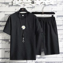 반팔티셔츠남자 남극인 여름 캐쥬얼 트레이닝set 면린넨 에어매쉬 빙감 남성의류 한세트 코디 4876073267